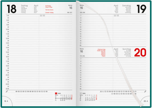 BIELLA Geschäftsagenda Colorful 2025 809701090025 1T/1S petrol ML 14.5x20.5cm