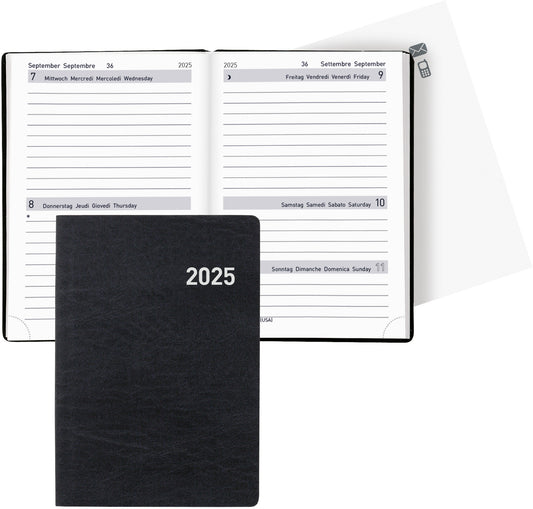 BIELLA Taschenagenda Tell 2025 823201020025 2T/1S schwarz ML 8.5x12.5cm