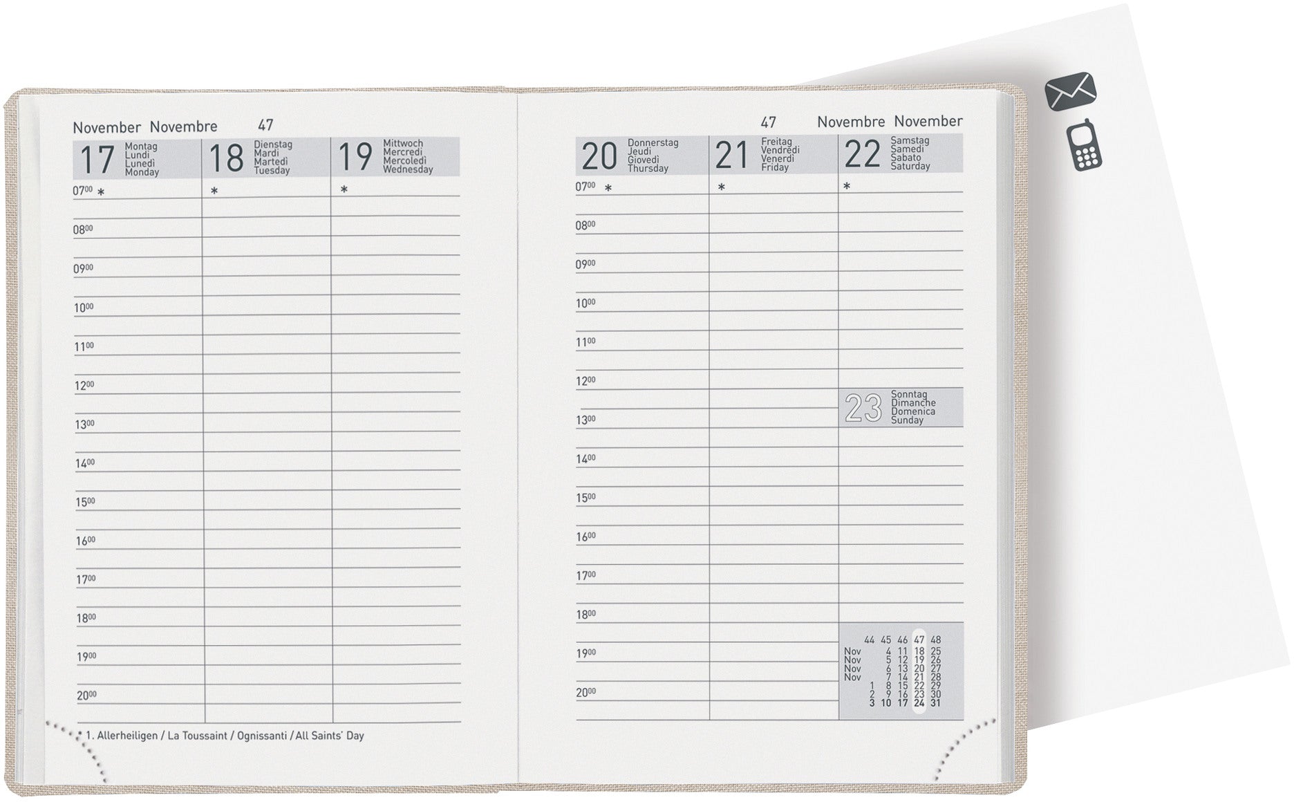 BIELLA Taschenagenda Rex 2025 825301100025 1W/2S beige ML 10.1x14.2cm