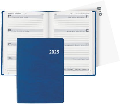 BIELLA Taschenagenda Memento 2025 825401050025 1W/2S blau ML 10.1x14.2cm