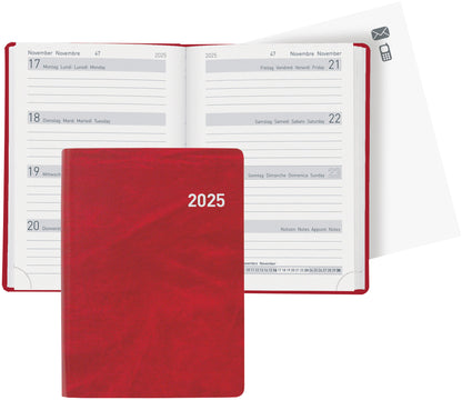 BIELLA Taschenagenda Memento 2025 825401450025 1W/2S rot ML 10.1x14.2cm