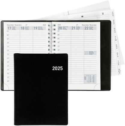 BIELLA Taschenagenda Rex Wire-O 2025 825773020025 1W/2S schwarz ML 10.1x14.2cm