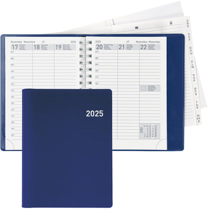 BIELLA Taschenagenda Rex Wire-O 2025 825773050025 1W/2S blau ML 10.1x14.2cm