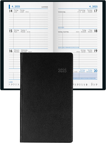 BIELLA Taschenagenda Budget 2025 830360020025 1W/2S schwarz ML 8.7x15.3cm