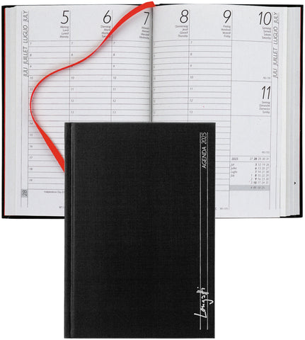 BIELLA Taschenagenda Longatti 2025 832714020025 1W/2S schwarz ML 10.4x14.8cm