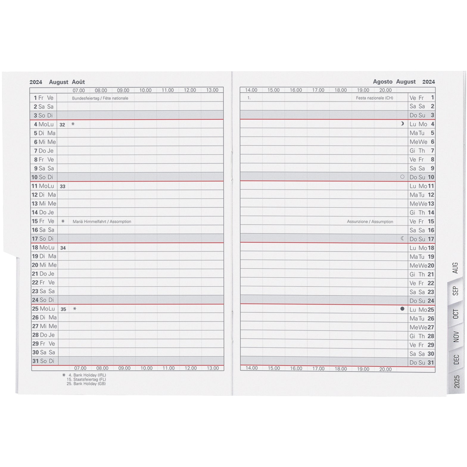 BIELLA Planer Glasgow 2025 855310000025 1M/2S Ersatz ML 10x13.9cm