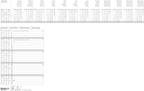 BIELLA Schreibunterlage 2025 860012000025 1M/1S 12 Blatt ws ML 48x32.5cm