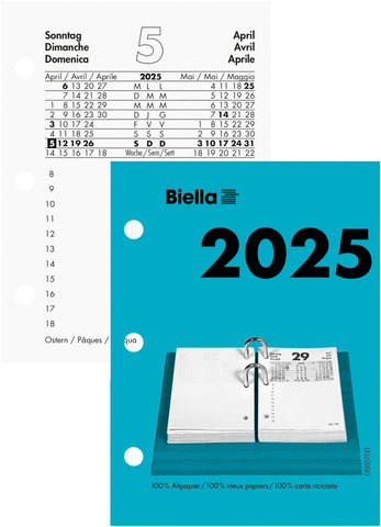 BIELLA Umlegeblock 2025 885700000025 1T/1S grau/schwarz ML 8x10.8cm