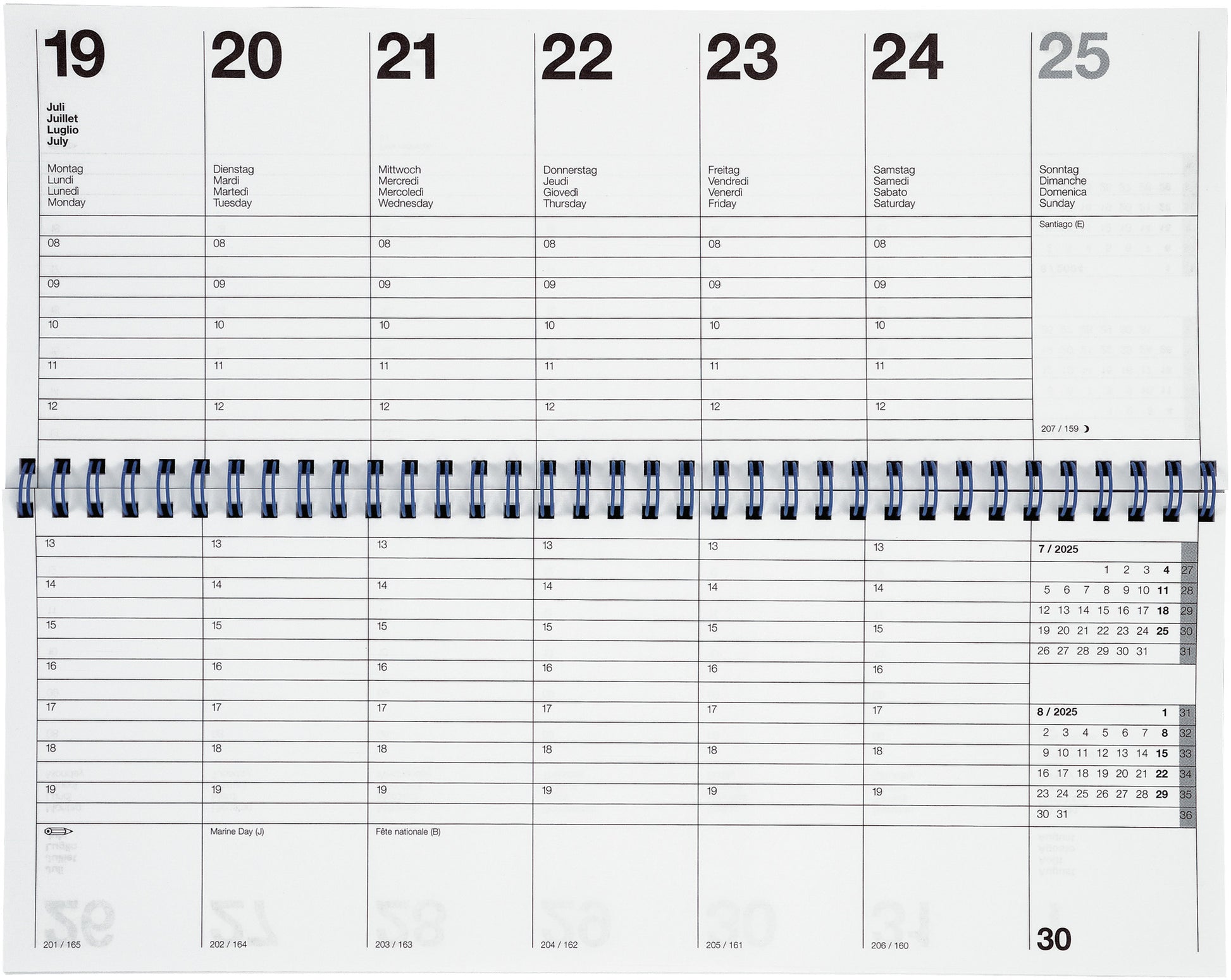 BIELLA Pultkalender Longatti 2025 886271020025 1W/2S Wire-O sw ML 29.8x11.7cm