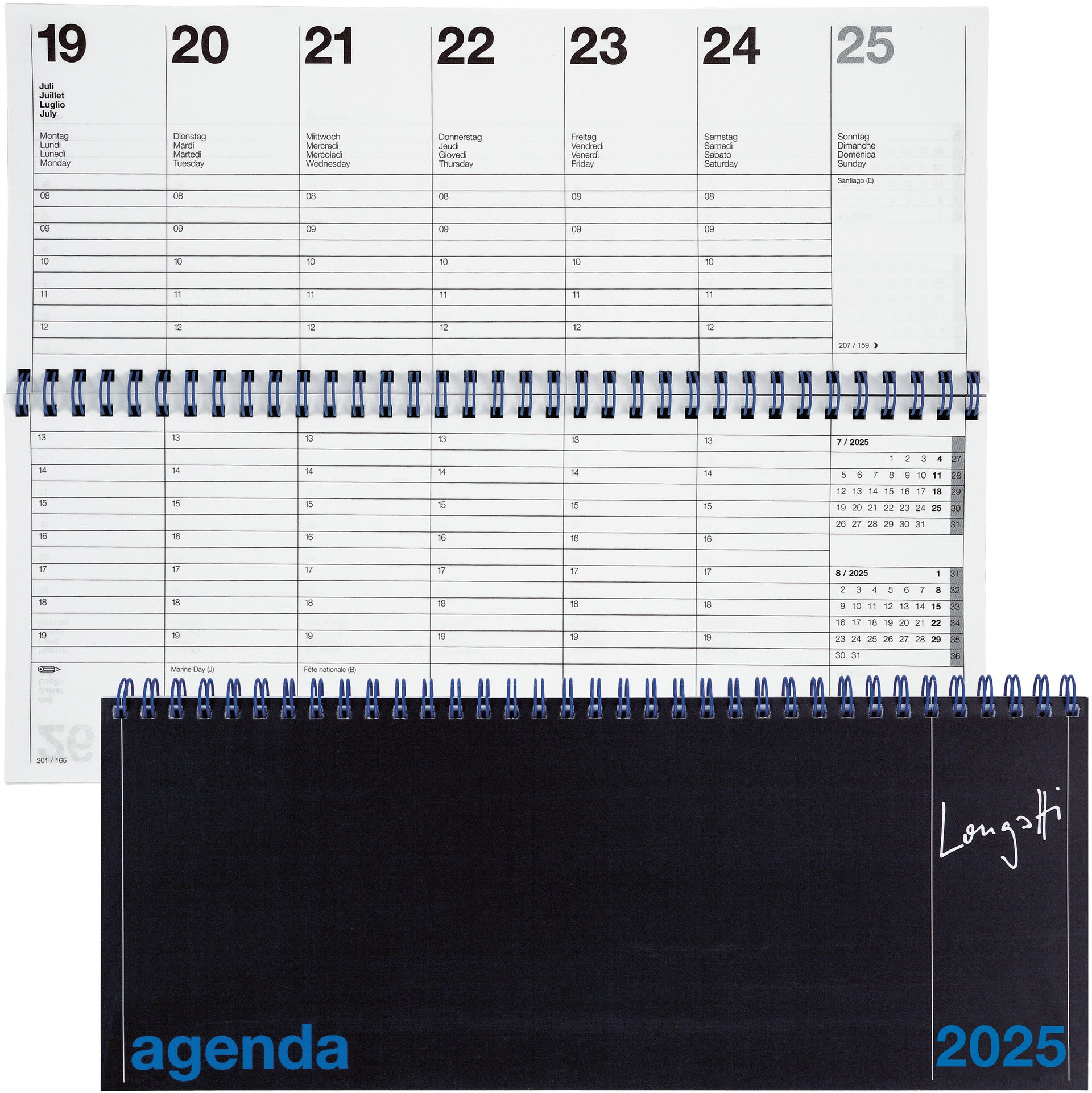 BIELLA Pultkalender Longatti 2025 886271020025 1W/2S Wire-O sw ML 29.8x11.7cm