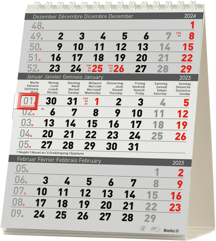 BIELLA Pultkalender Desktop 2025 887020000025U 3M/1S Delta ws ML 12.5x15.5cm