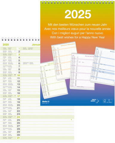 BIELLA Wandkalender Block Nr.11 2025 889011000025 1M/1S Wire-O ML 21x29.7cm