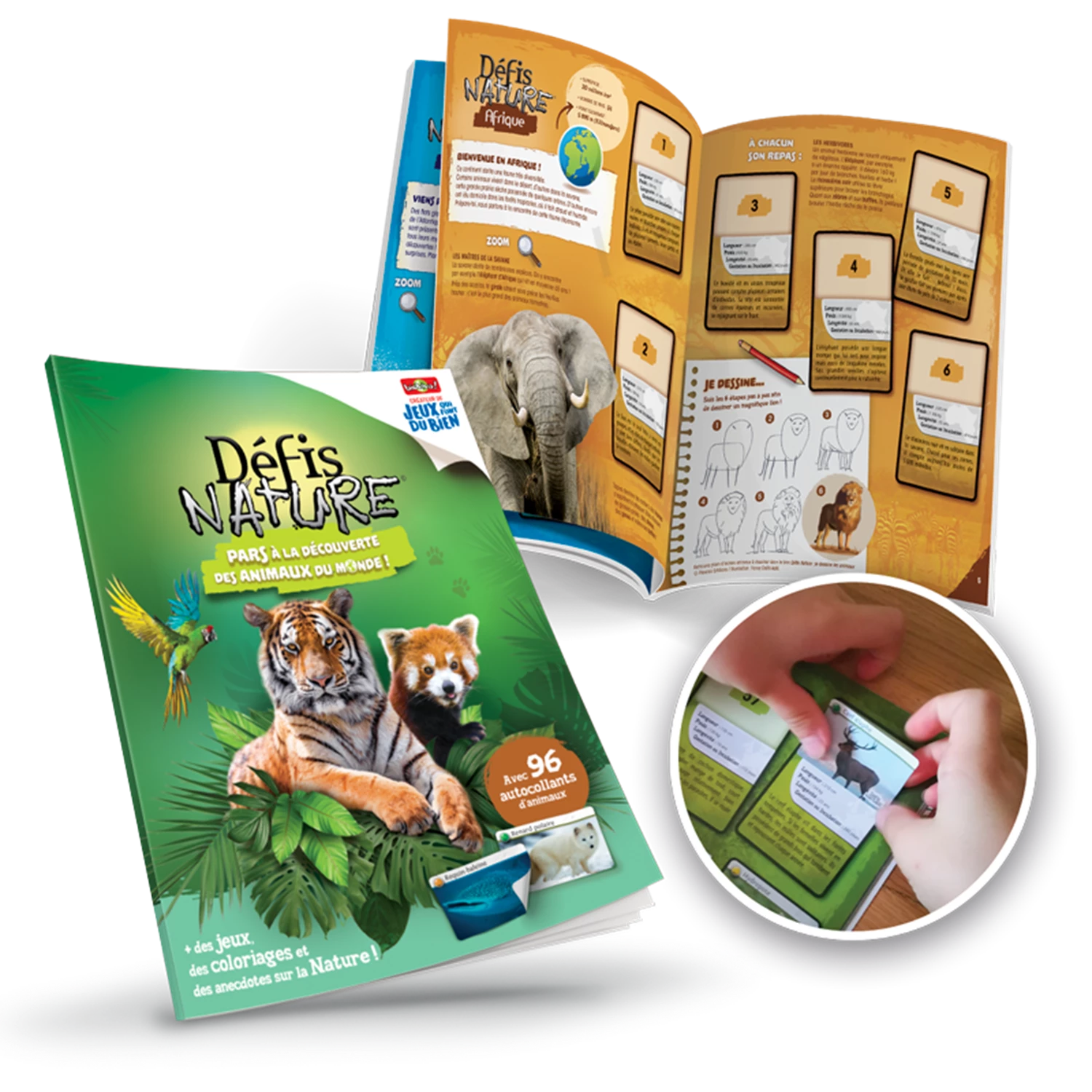 DEFIS NATURE PACK ALBUM + 96 AUTOCOLLANTS LES ANIMAUX DU MON