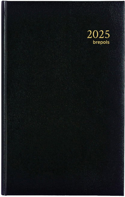 BREPOLS Agenda Saturn. Basic Lima 2025 0.015.1255 1T/1S schwarz 13x20.8cm