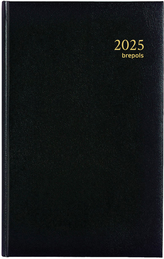 BREPOLS Agenda Saturn. Basic Lima 2025 0.015.1255 1T/1S schwarz 13x20.8cm