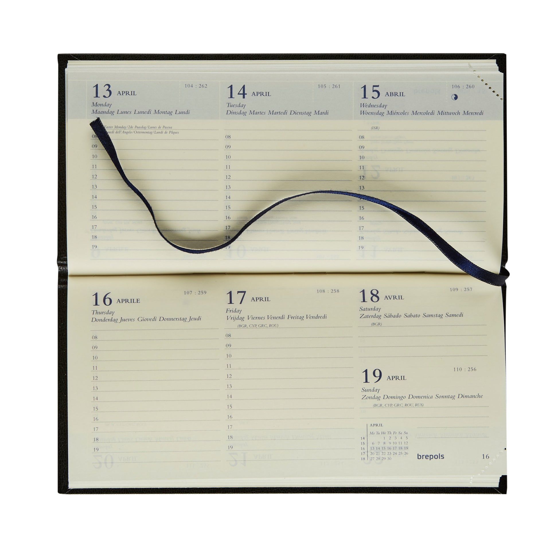 BREPOLS Agenda Breprint Lima Kul. 2025 0.074.1255 1W/2S schwarz 8x17cm
