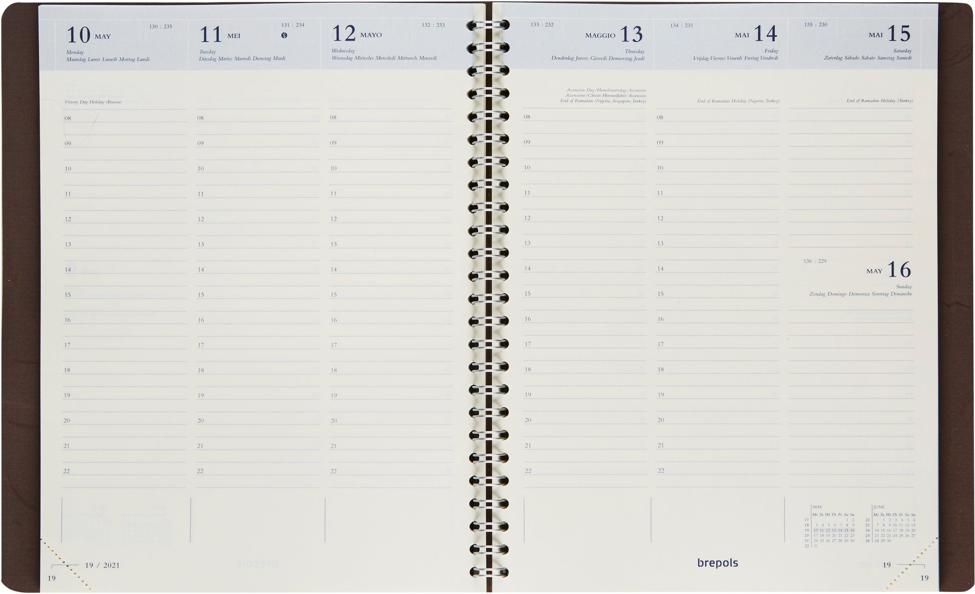 BREPOLS Agenda Timing Calvi 2025 0.136.6870 1W/2S orange 17.1x22cm