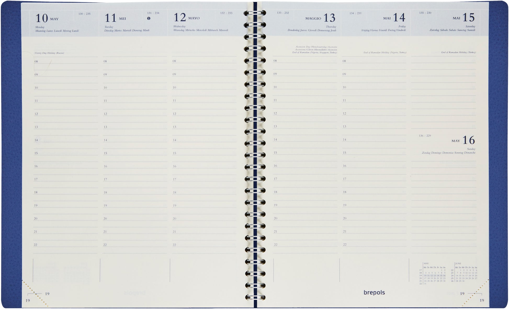 BREPOLS Agenda Timing Calvi 2025 0.136.6870 1W/2S blau 17.1x22cm