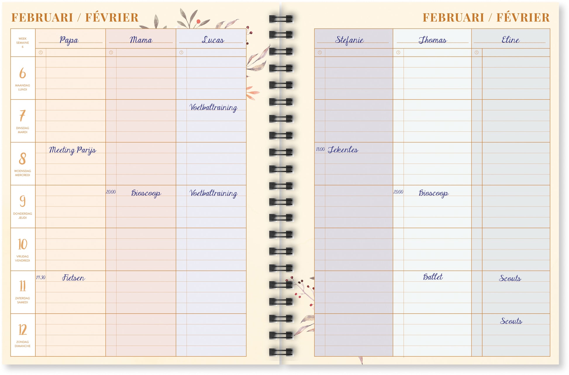 BREPOLS Agenda de la Famille 2024 0.166.2915 1W/2S grün 16.8x22cm