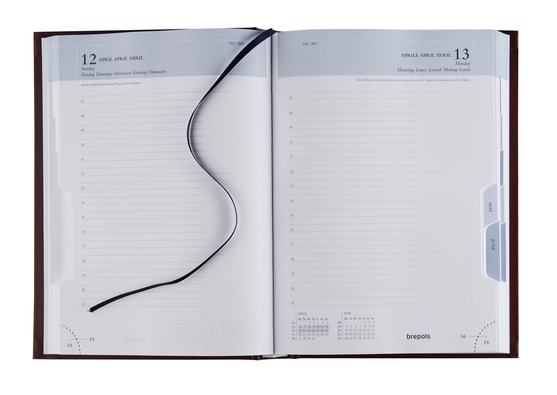 BREPOLS Agenda Minister Lima 2025 0.218.1256 1T/1S blau 14.8x21cm