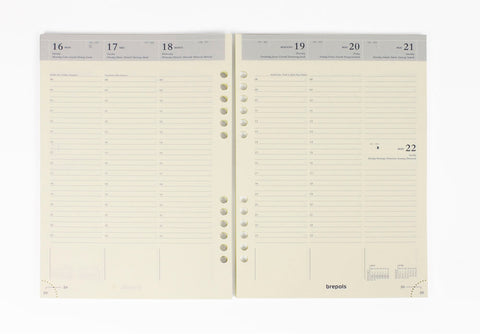 BREPOLS Agenda Brefax 7 open-ring 2025 0.510.9900 1W/2S Ersatzkalender 14.5x21cm