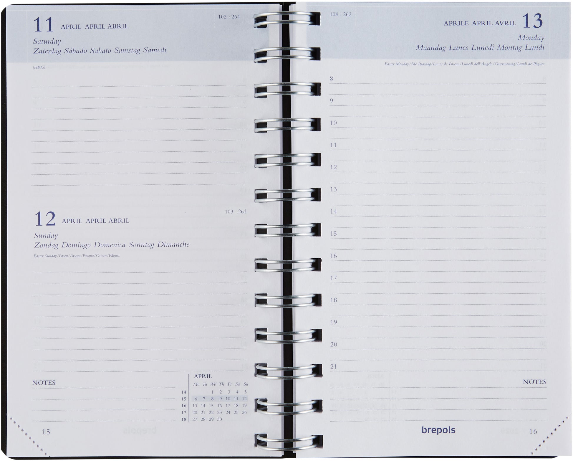 BREPOLS Agenda Breform Polyprop 2025 0.516.4910 1T/1S schwarz 10x16.5cm