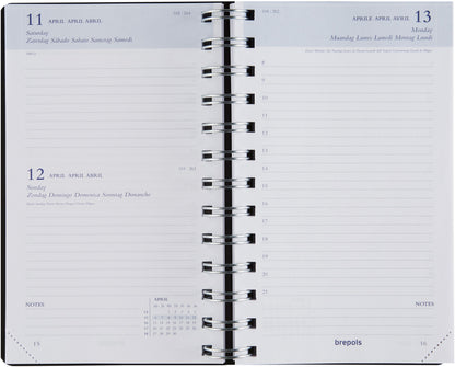 BREPOLS Agenda Breform Polyprop 2025 0.516.4910 1T/1S schwarz 10x16.5cm