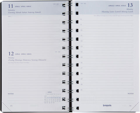 BREPOLS Agenda Breform Polyprop 2025 0.516.4910 1T/1S schwarz 10x16.5cm