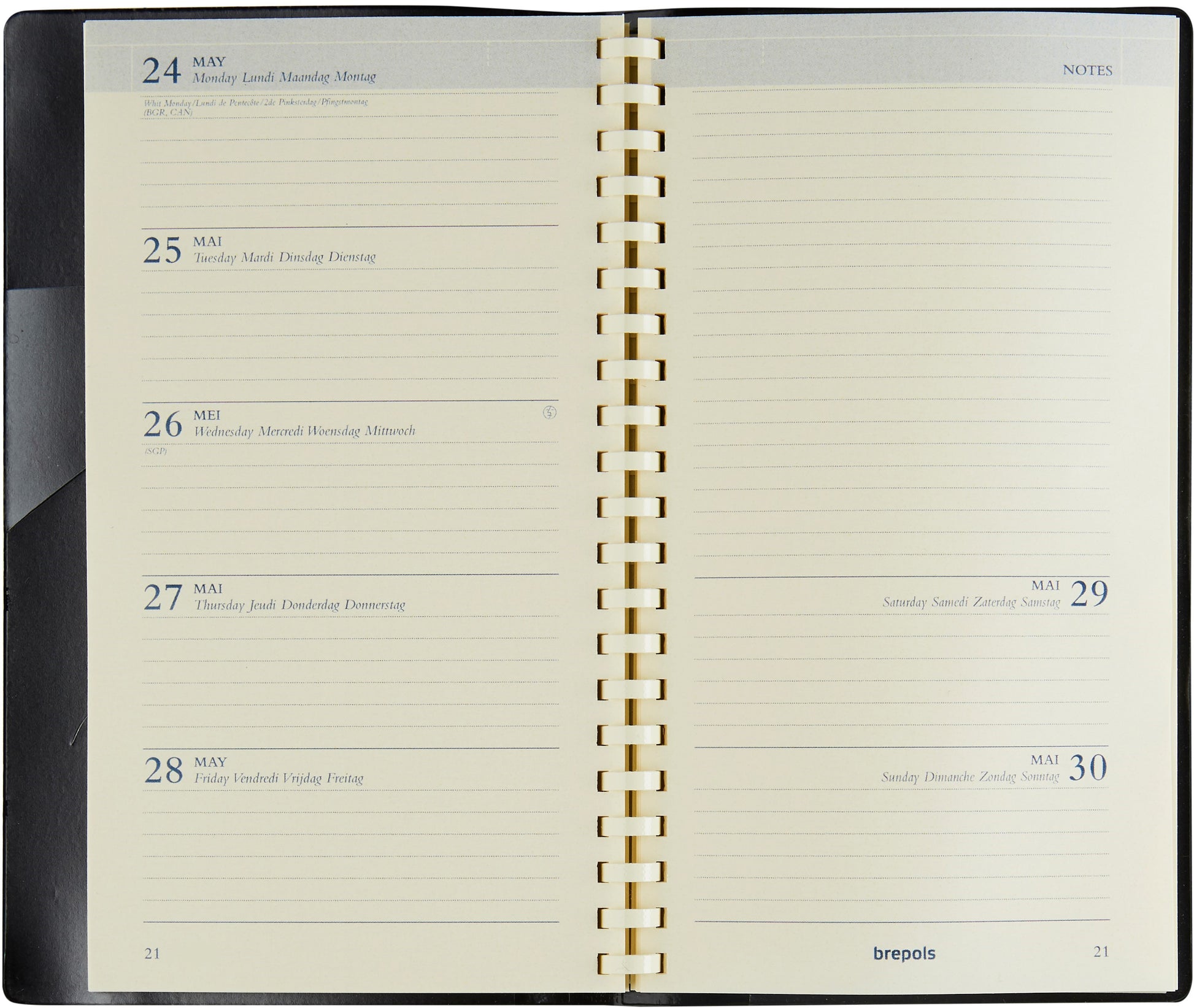 BREPOLS Agenda Notaplan Genova 2025 0.716.2051 1W/2S schwarz 9x16cm