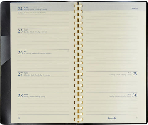 BREPOLS Agenda Notaplan Genova 2025 0.716.2051 1W/2S schwarz 9x16cm
