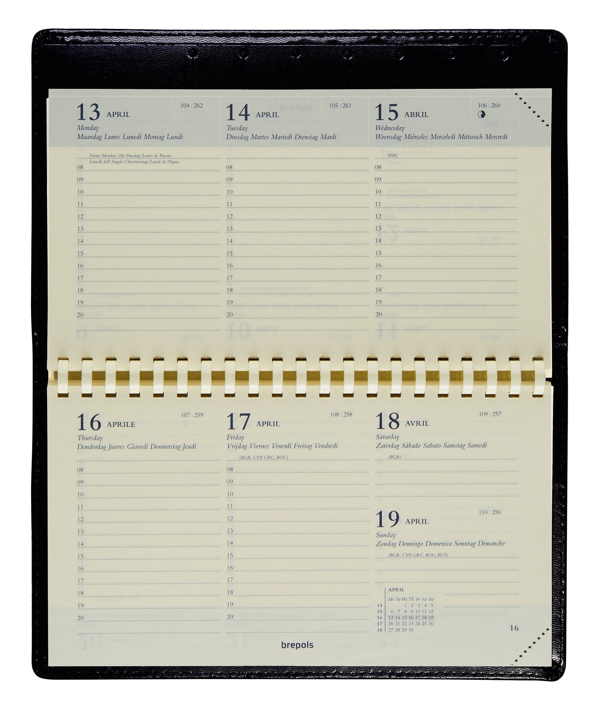 BREPOLS Agenda Omnipl. Ku.Palermo 2025 0.738.3302 1W/2S schwarz 9x16cm