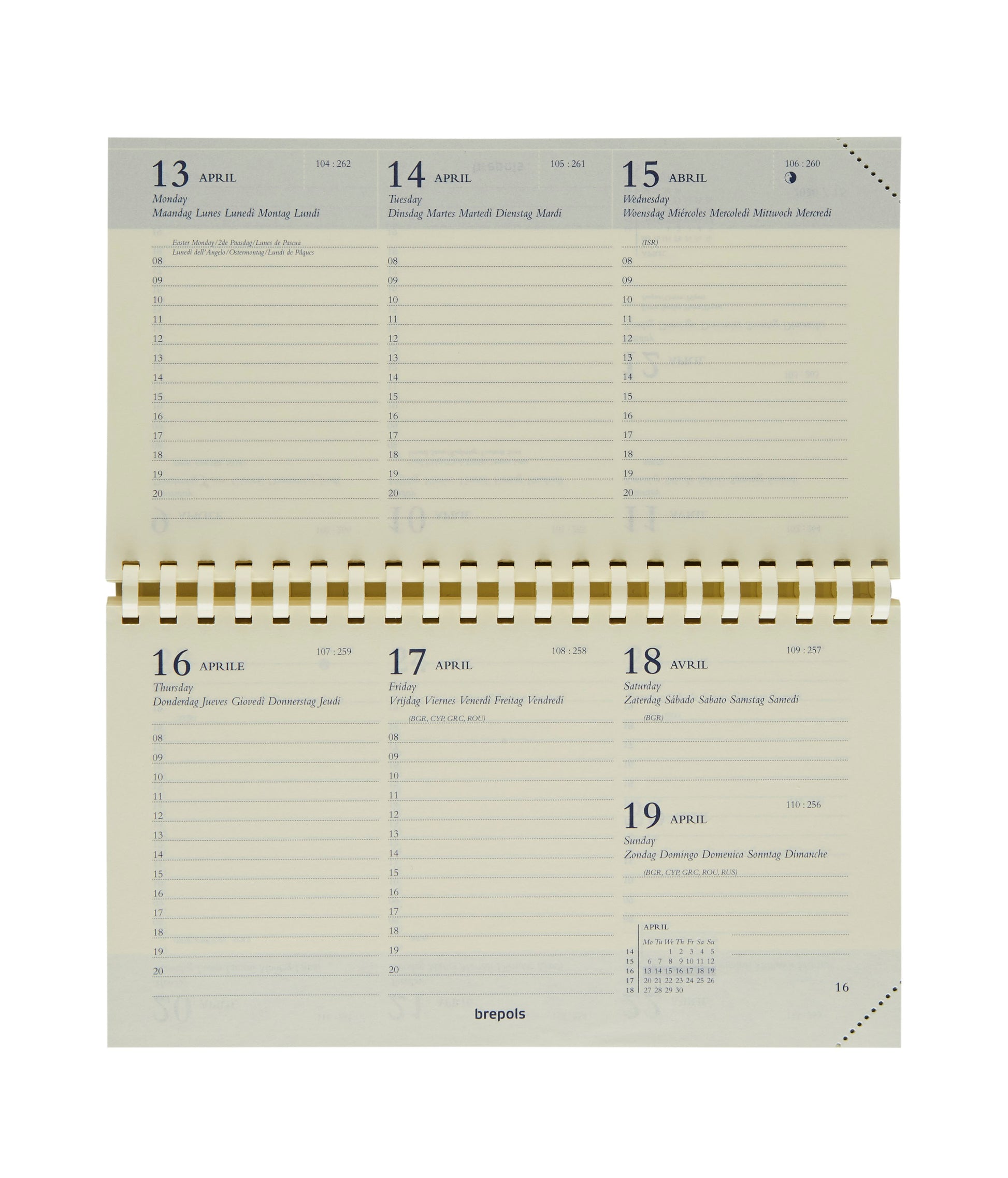 BREPOLS Agenda Omniplan Ersatz 2025 0.738.9900 1W/2S chamois 9x16cm