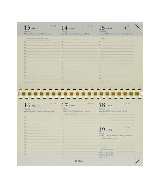 BREPOLS Agenda Omniplan Ersatz 2025 0.738.9900 1W/2S chamois 9x16cm