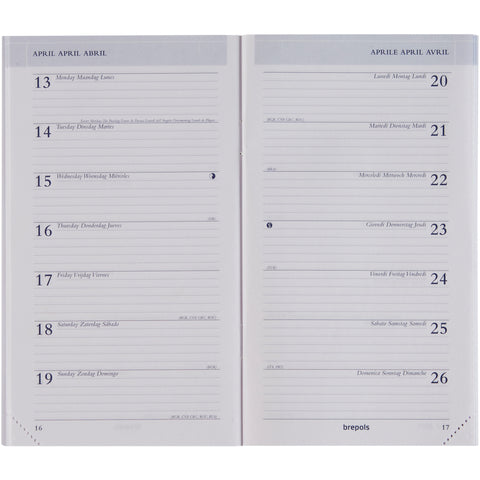 BREPOLS Agenda Breplan 774 Seta 2025 0.774.2121 1W/1S ass. 9x16cm