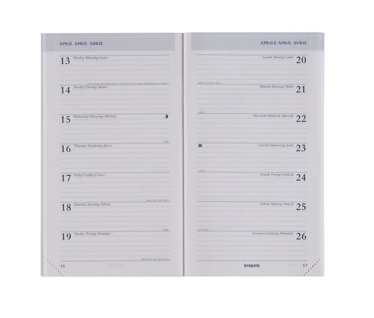 BREPOLS Agenda Breplan Ersatz 2025 0.774.9900 1W/1S weiss 9x16cm