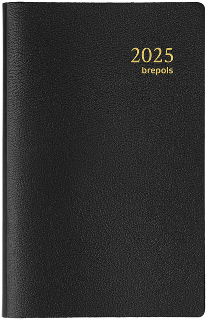 BREPOLS Agenda Delta Genova Plast 2025 0.834.2051 1W/2S schwarz 8.1x12cm