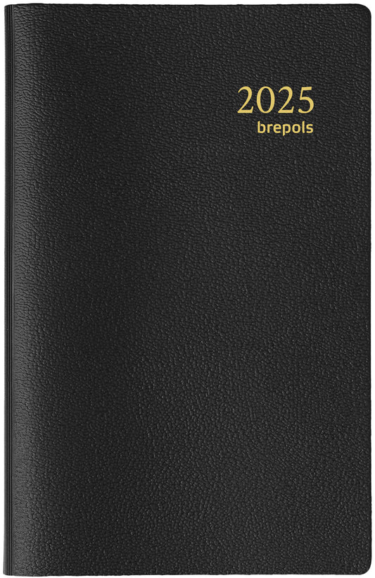 BREPOLS Agenda Delta Genova Plast 2025 0.834.2051 1W/2S schwarz 8.1x12cm