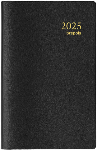 BREPOLS Agenda Delta Genova Plast 2025 0.834.2051 1W/2S schwarz 8.1x12cm