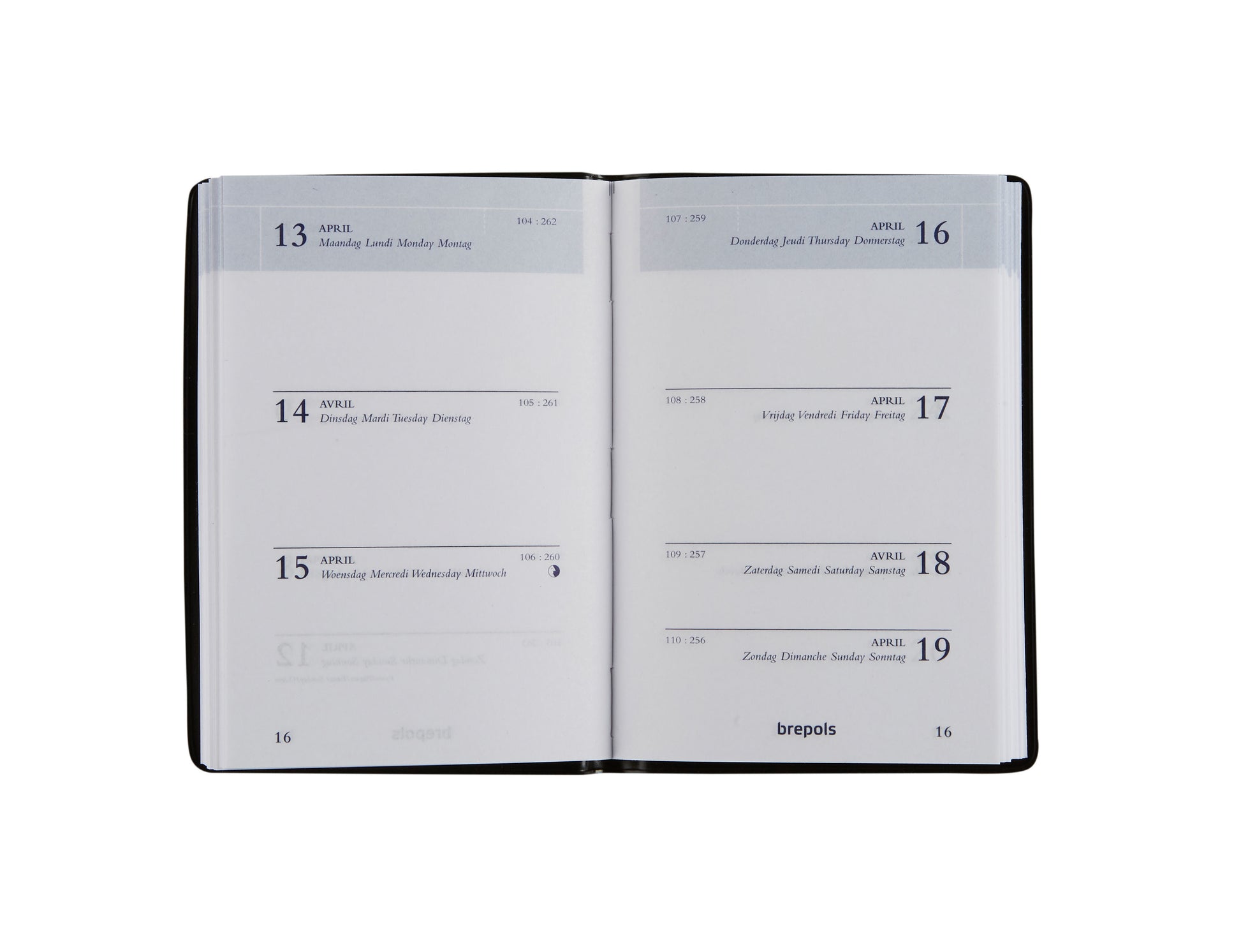 BREPOLS Agenda Armada 931 Seta 2025 0.931.2120 1W/2S schwarz 6.8x10.2cm