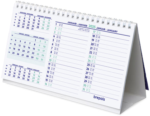 BREPOLS Tischkalender quer 2025 1.851.9900 1M/1S 21x12.5cm