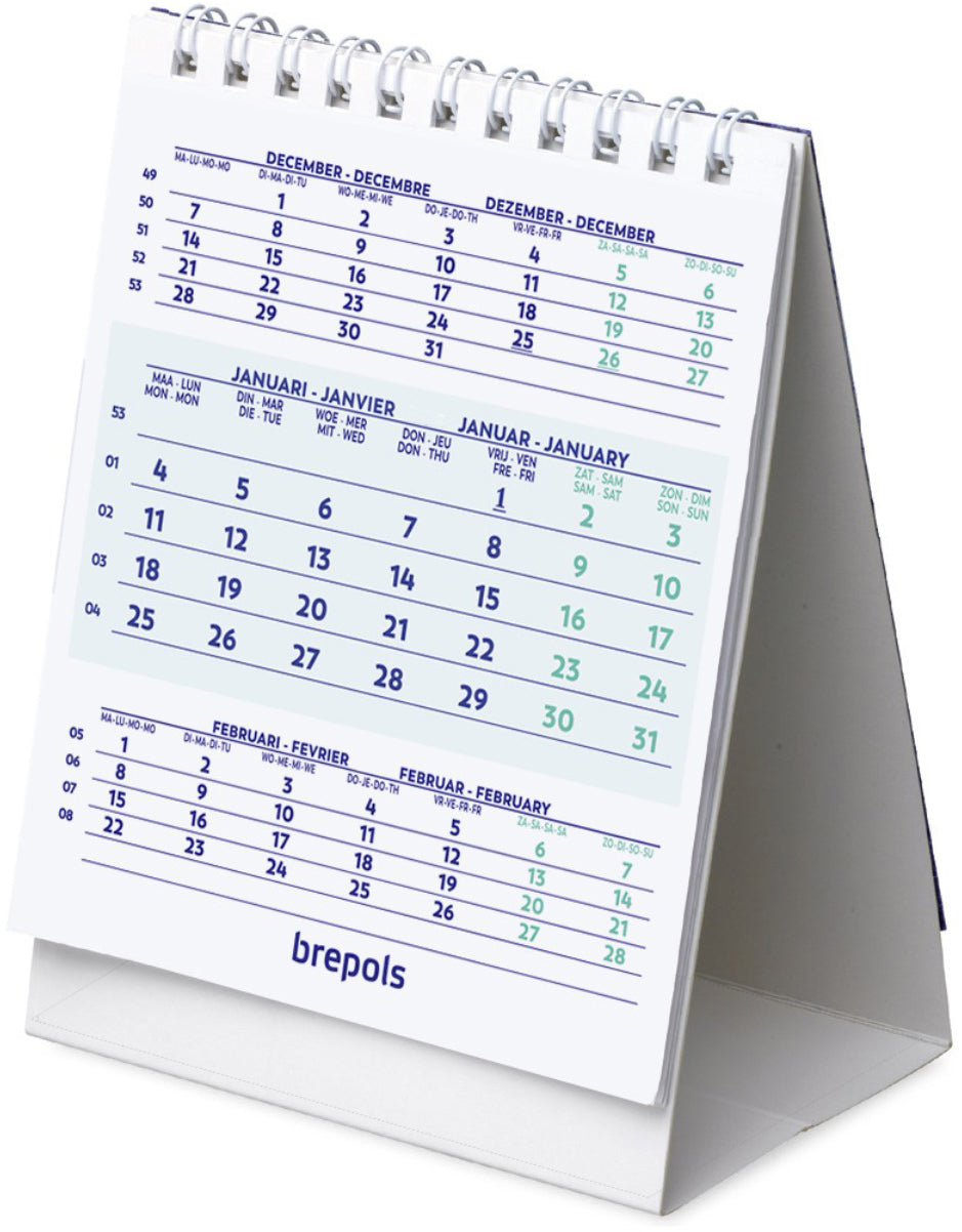 BREPOLS Tischkalender hoch 2025 1.852.9900 3M/1S 10.5x13cm
