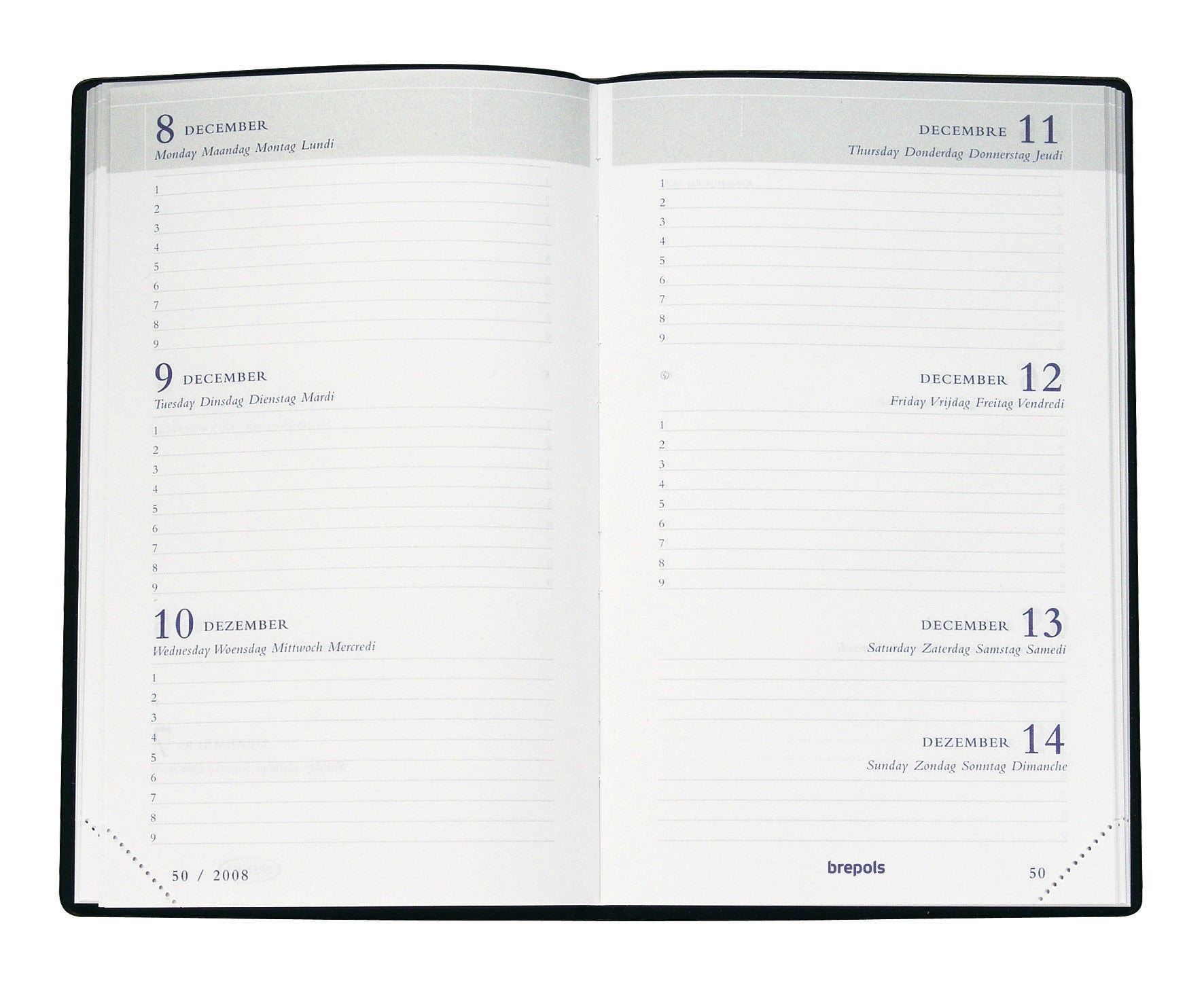 BREPOLS Schüleragenda Classic 25/26 2.037.0080 1W/2S 12M ass. ML 9x16cm