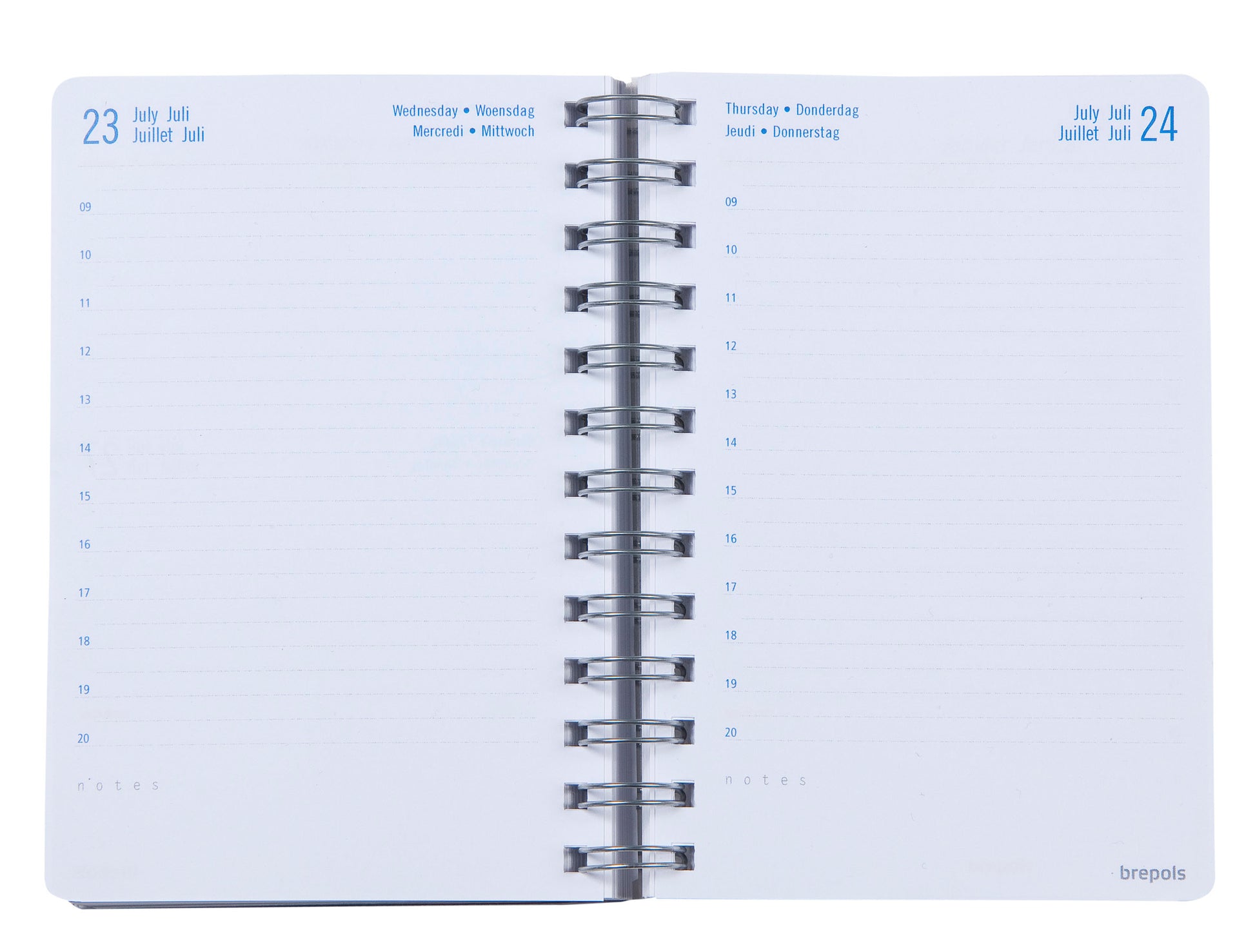 BREPOLS Schüleragenda Wire-O 25/26 2.140.4650 1T/1S 12M ass. ML 11.5x16.9cm