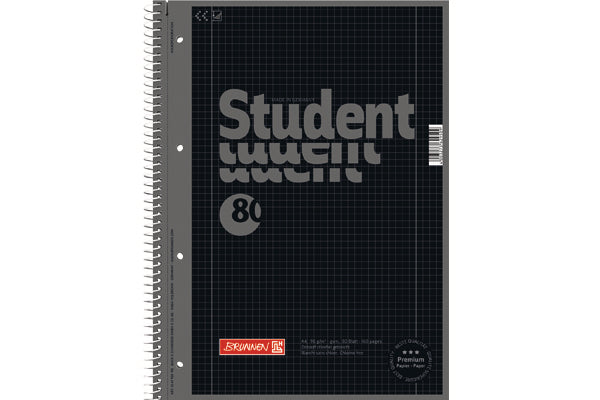 BRUNNEN Collegeblock A4 1067928190 5mm kariert, 90g, onyx 80Bl.