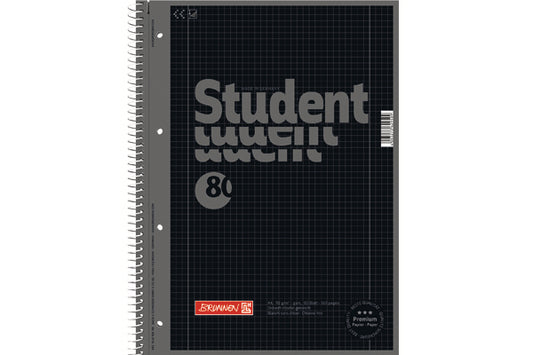 BRUNNEN Collegeblock A4 1067928190 5mm kariert, 90g, onyx 80Bl.