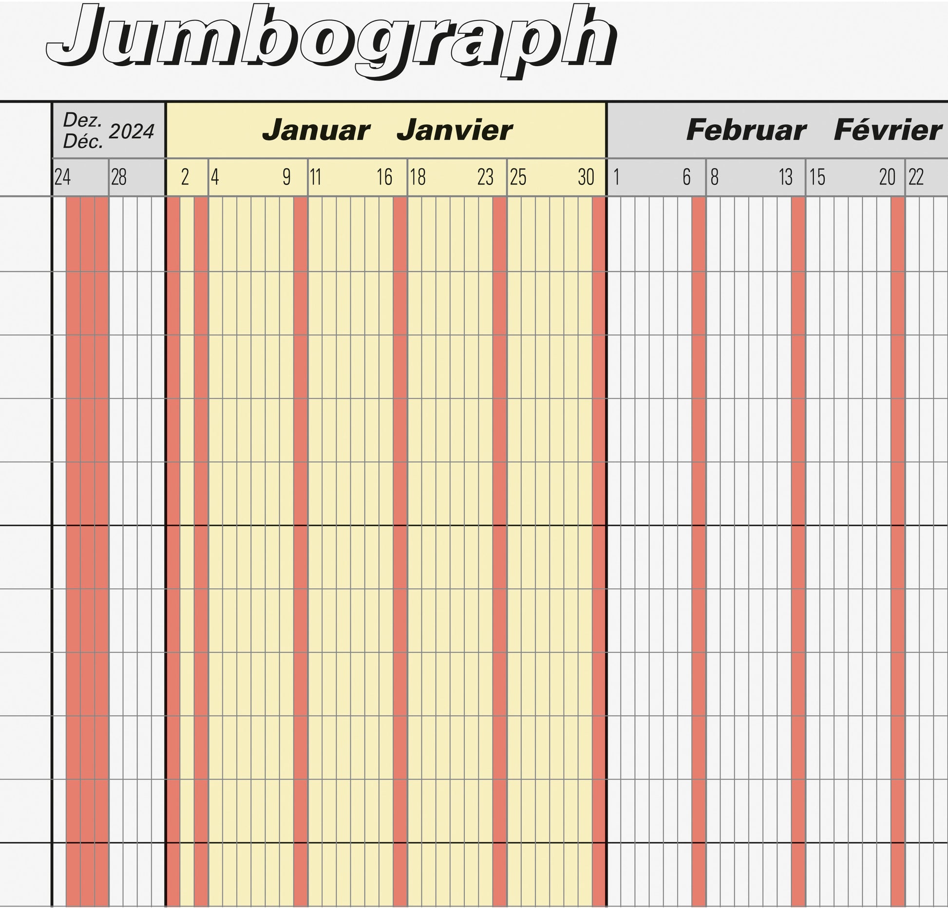 BRUNNEN Jahresplaner Jumbograph 2026 1070134006 DE/FR 64.7x29.7cm