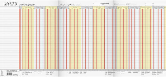 BRUNNEN Jahresplaner Jumbograph 2026 1070134006 DE/FR 64.7x29.7cm