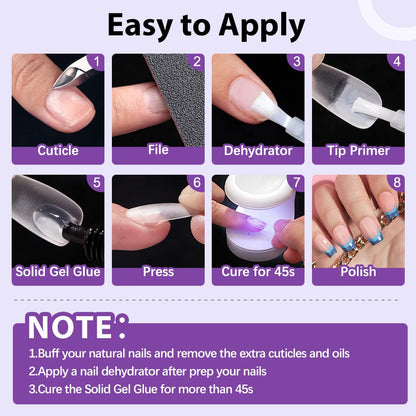 BTArtbox Mandel Nail Tips and Glue Gel Kit Nail Extension, 300 Stück Soft Nagel Tips Kurz Nageltips Set mit Mini UV Nagellampe und 15 g Quick Nail Glue