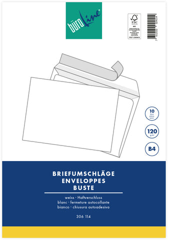 BÜROLINE Couvert o/Fenster B4 111944 120g, weiss 10 Stück