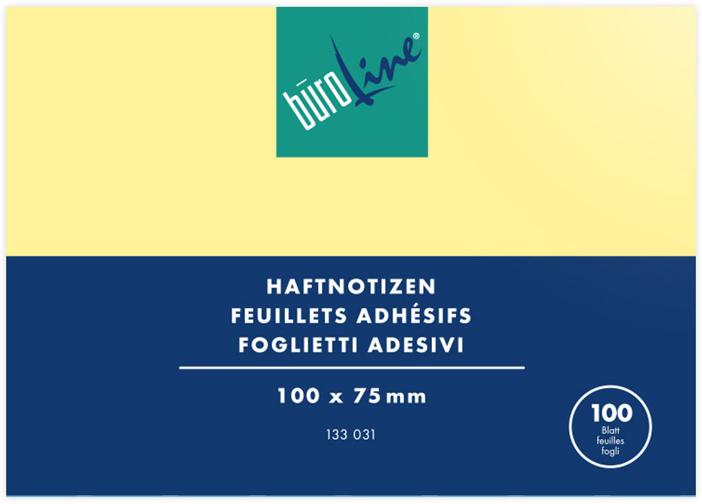 BÜROLINE Haftnotizen 100x75mm 133031 gelb 100 Blatt
